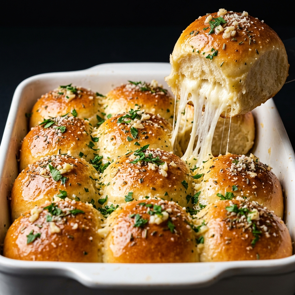 Garlic Butter Mozzarella Dinner Rolls