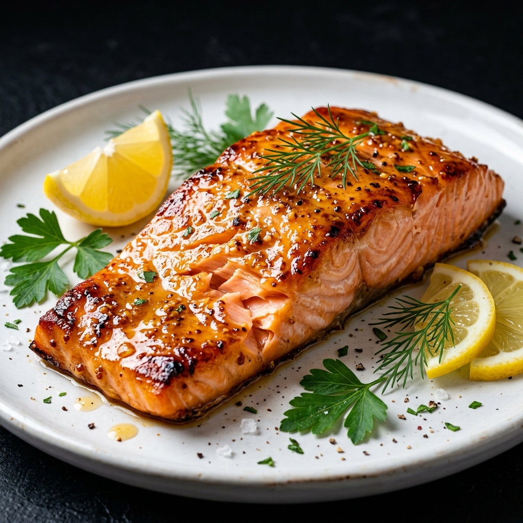 Honey Dijon Glazed Baked Salmon