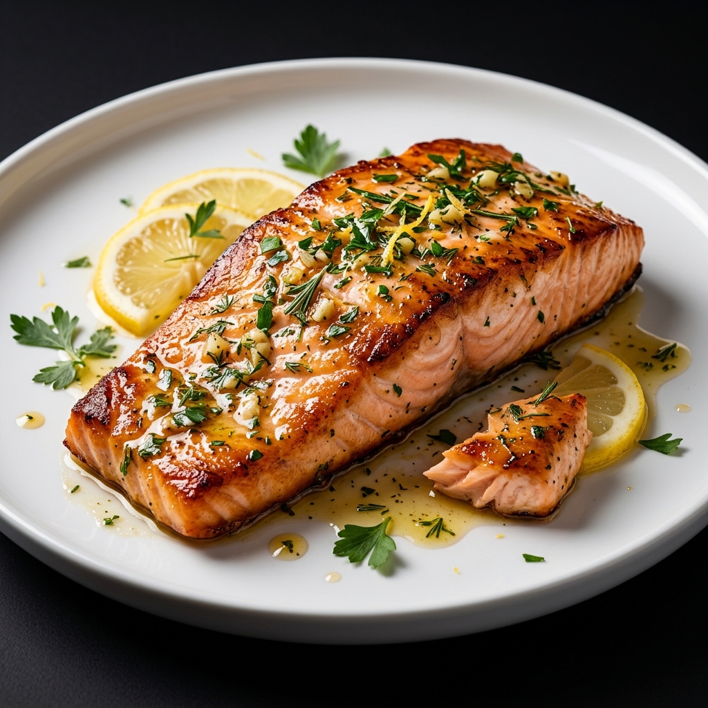 Marinated Salmon with Garlic and Herbs