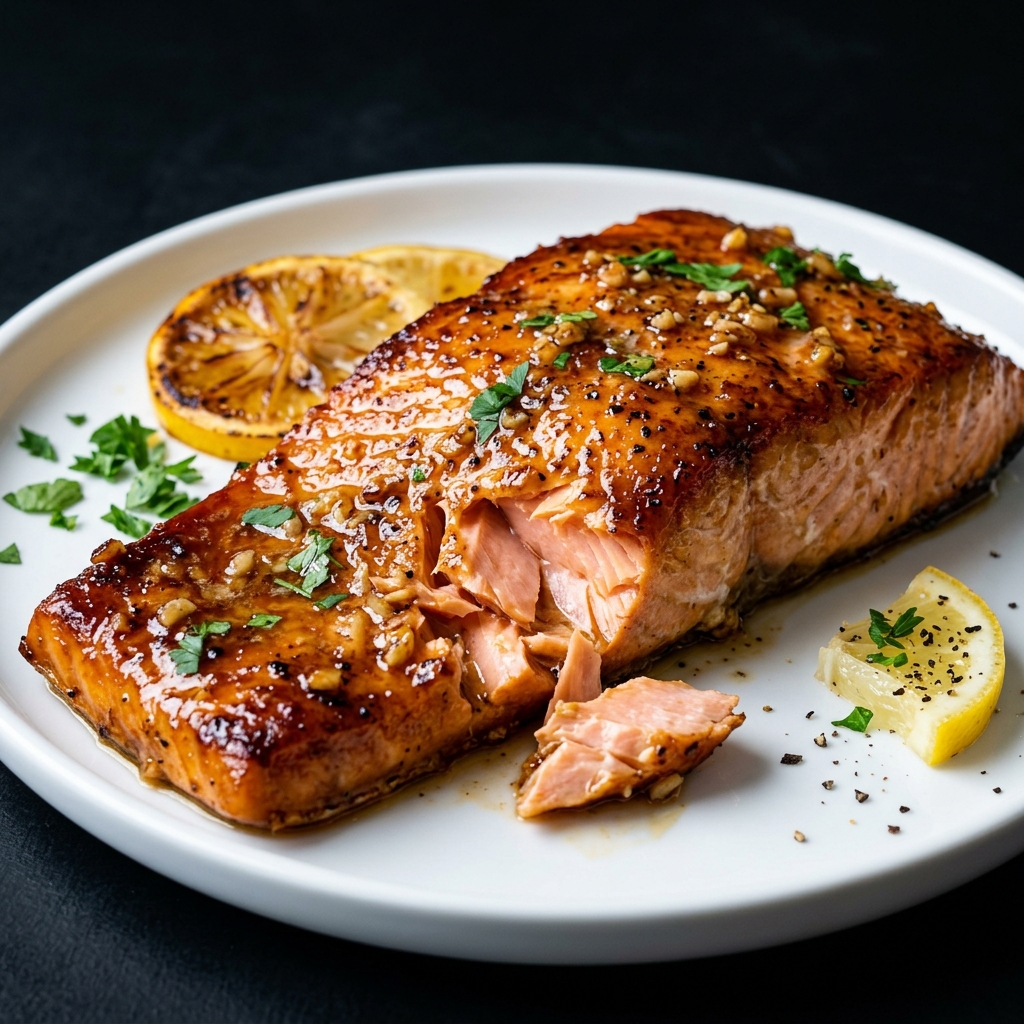 Honey Garlic Butter Oven Baked Salmon