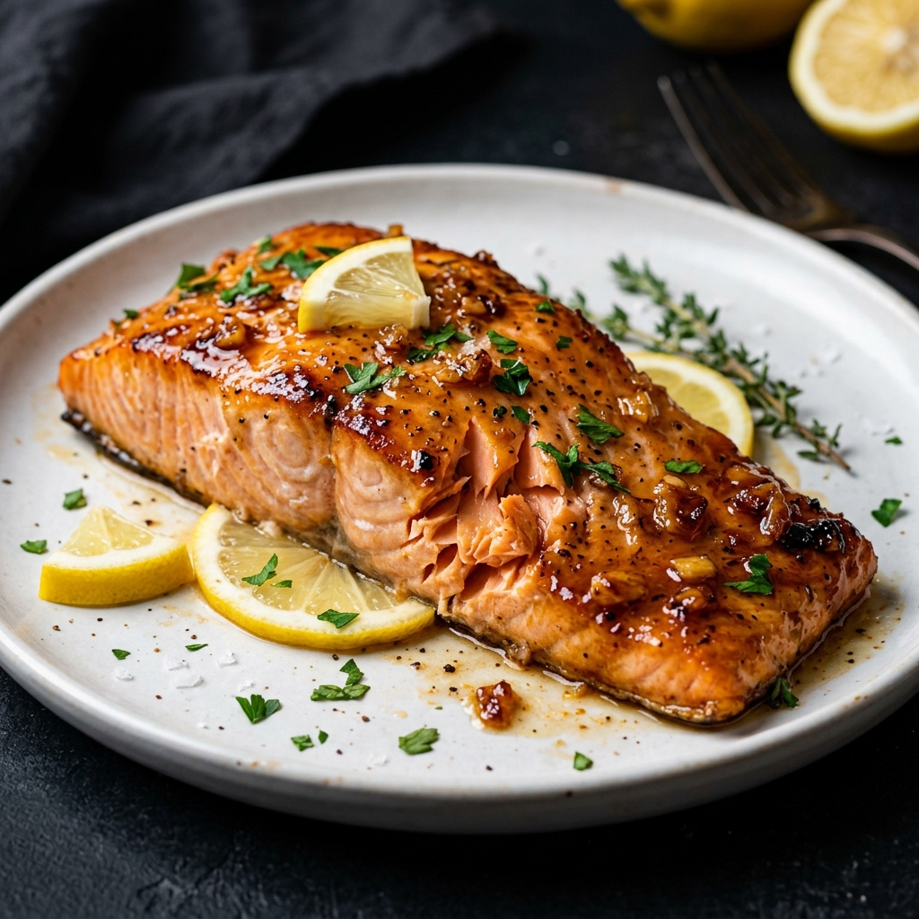 Honey Garlic Butter Oven Baked Salmon