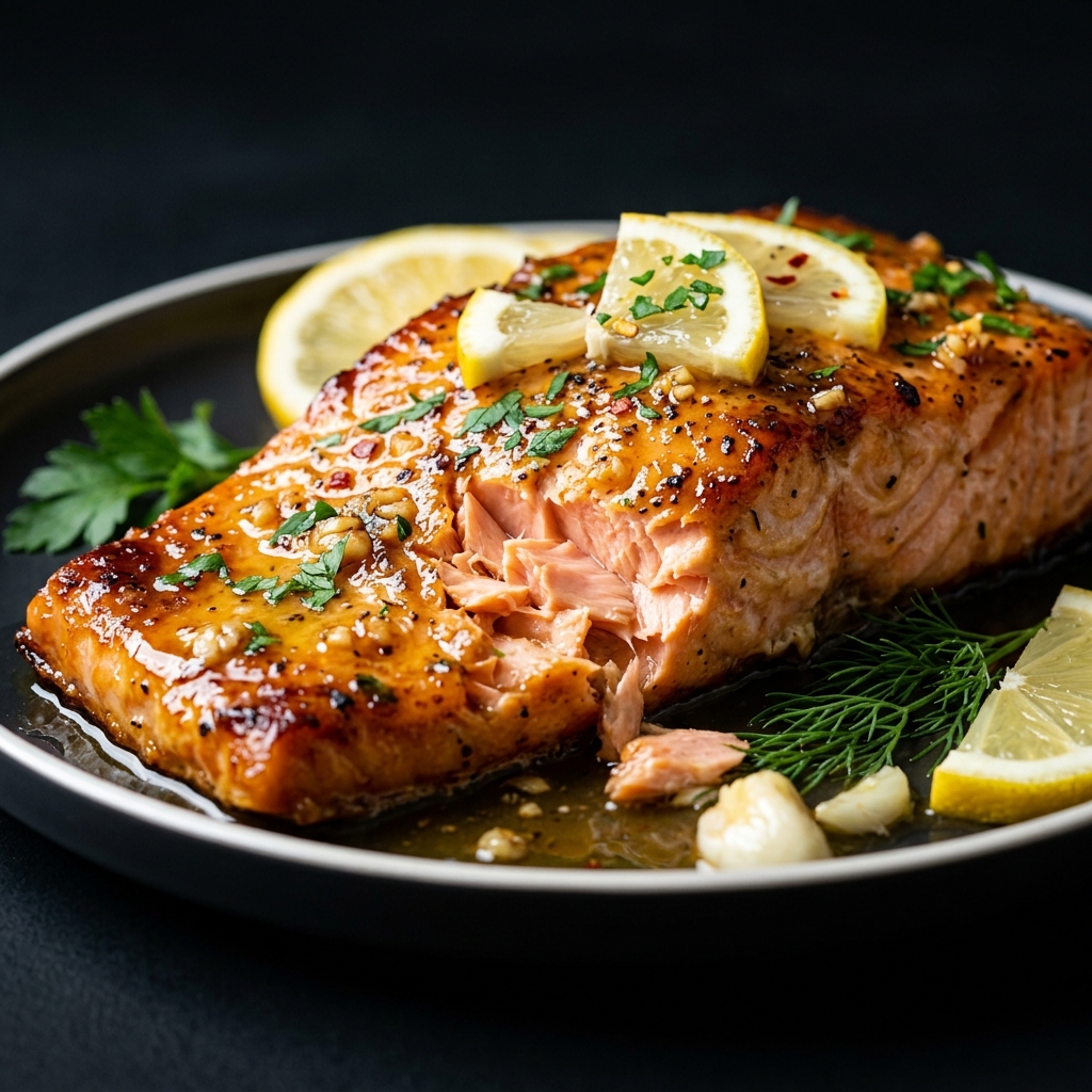 Honey Garlic Butter Oven Baked Salmon