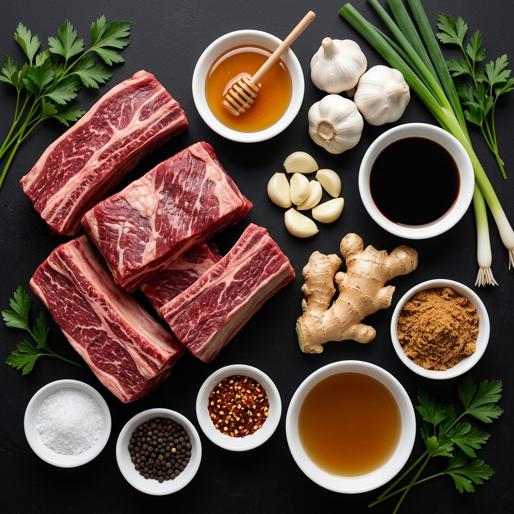 Slow Cooker Honey Garlic Beef Ribs Ingredients
