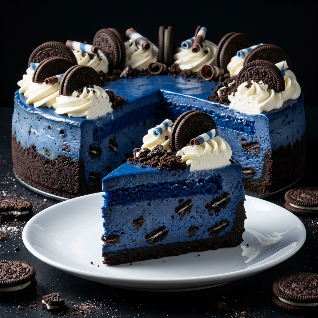 Blue Velvet Oreo Cheesecake