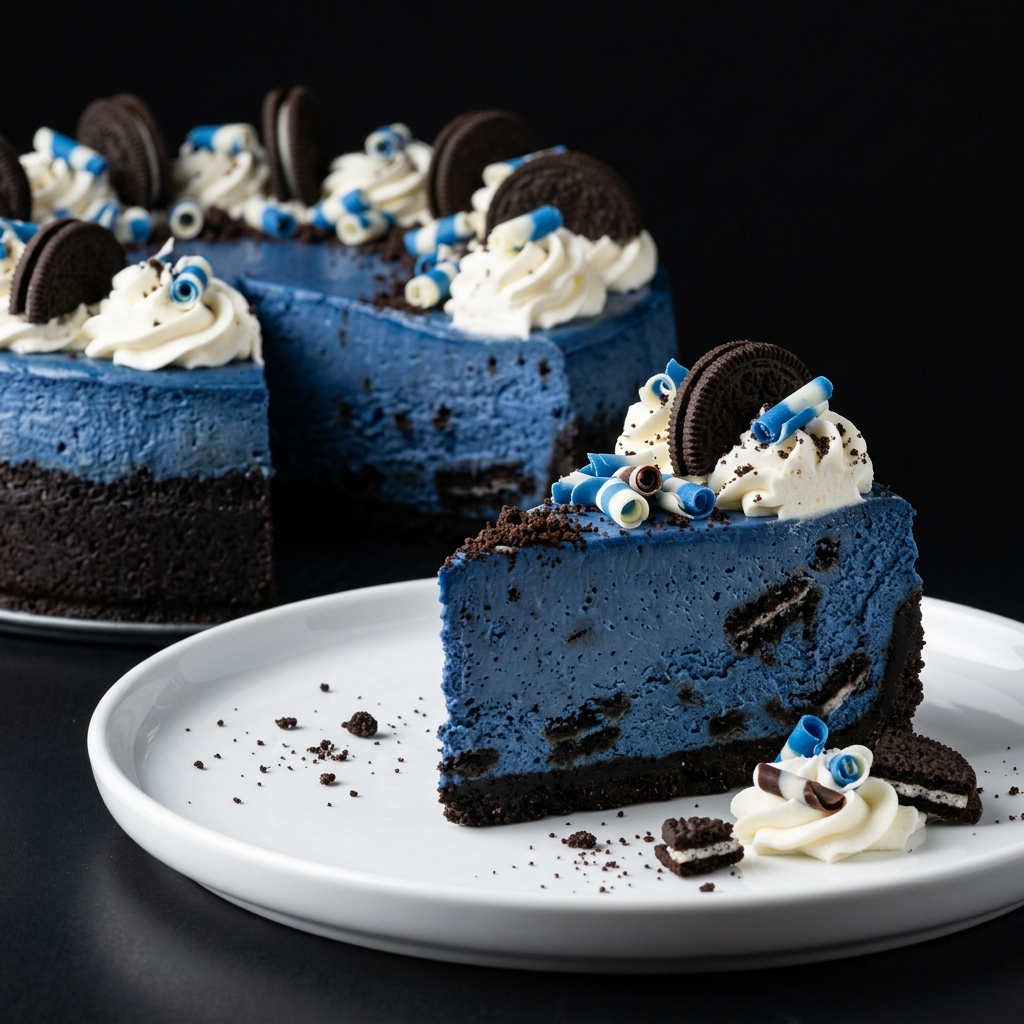 Blue Velvet Oreo Cheesecake