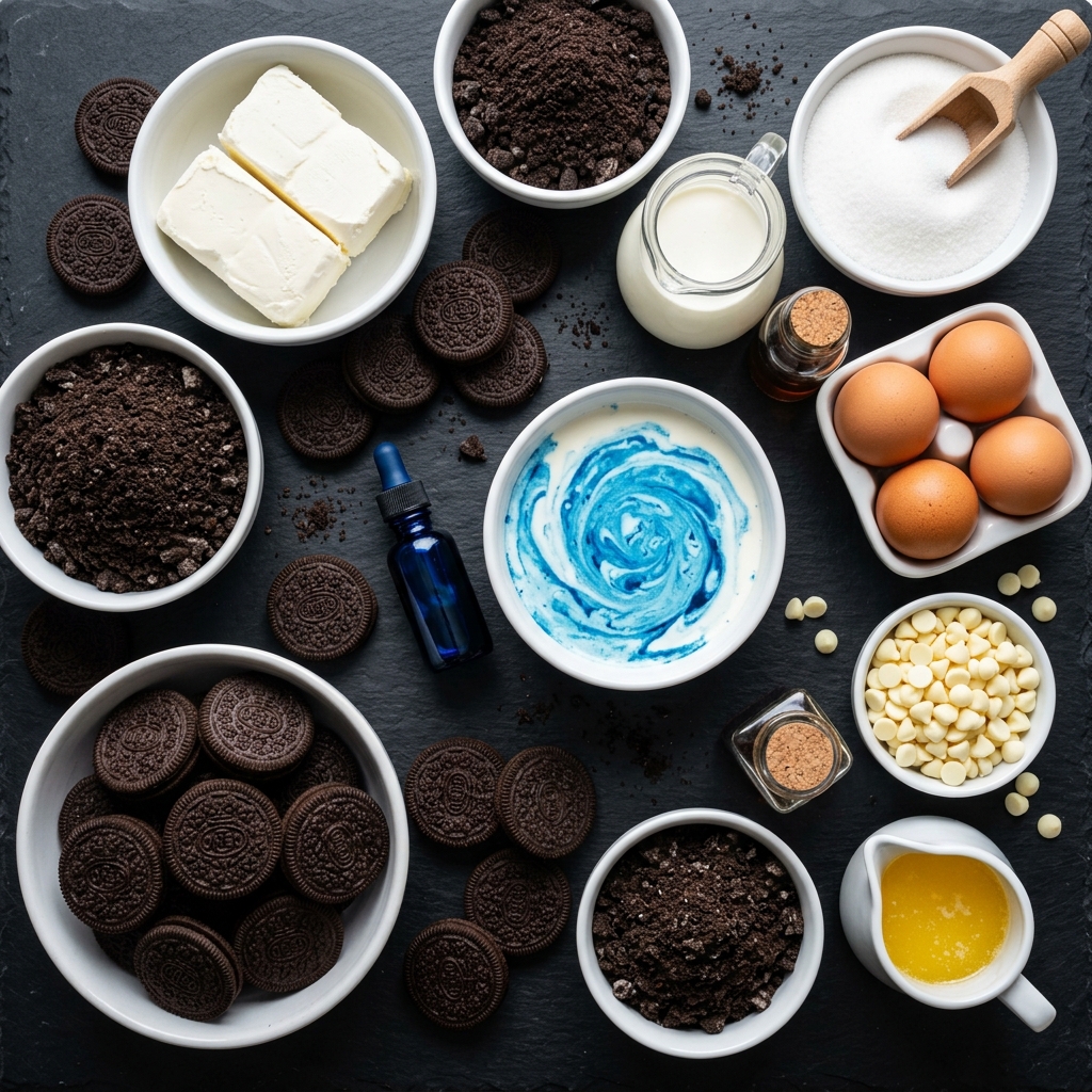 Blue Velvet Oreo Cheesecake Ingredients