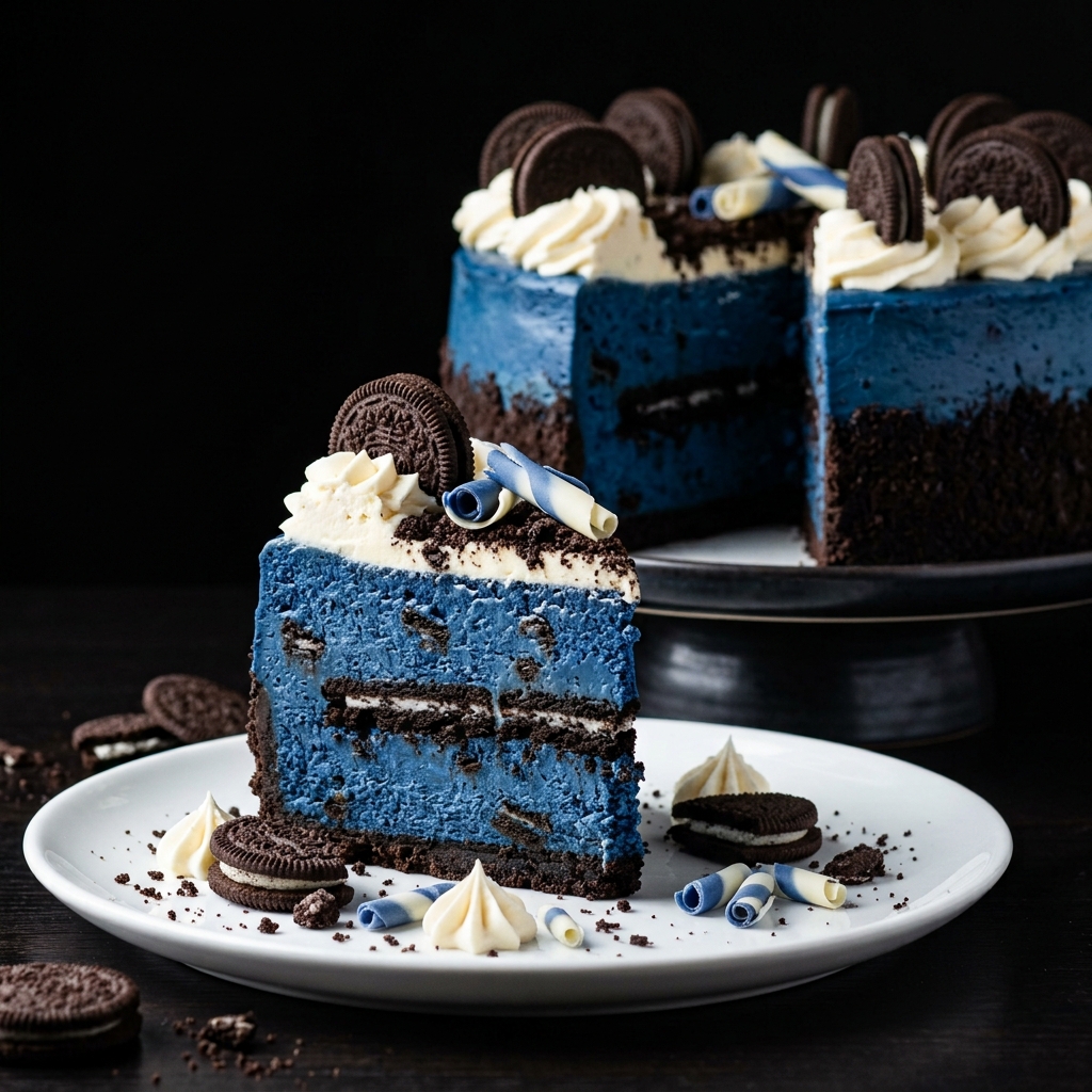 Blue Velvet Oreo Cheesecake