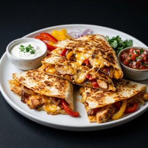 Loaded Cheesy Chicken Fajita Quesadillas – A Delicious Easy Dinner with Juicy Chicken, Sautéed Peppers, Onions, and Gooey Cheese
