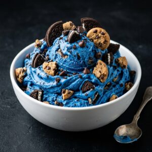 Best Cookie Monster Ice Cream | Easy No-Churn Blue Ice Cream Packed with Crushed Cookies and Chocolate Chip Cookie Pieces