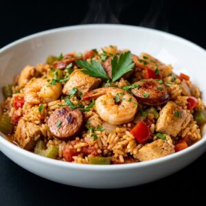 Easy Crock Pot Jambalaya Recipe with Chicken, Sausage & Shrimp for a Flavorful One-Pot Dinner