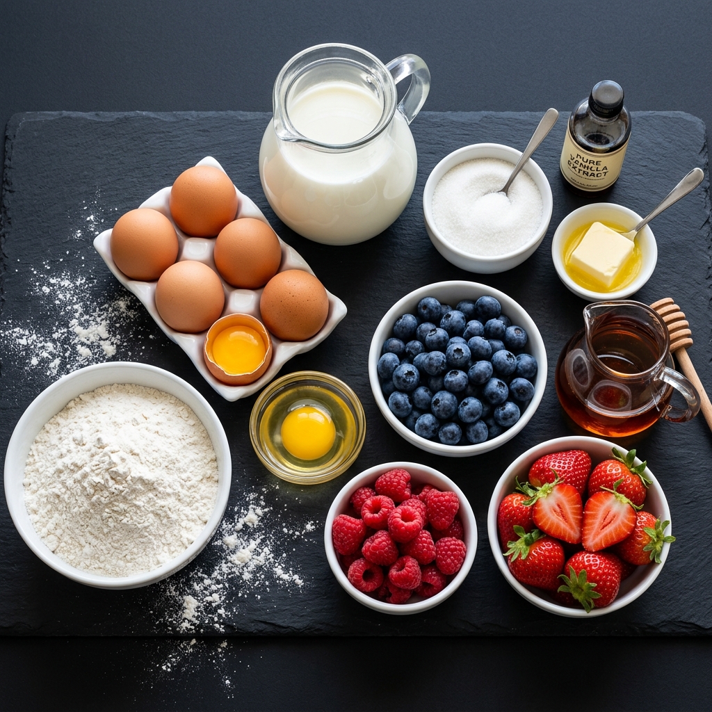 Fluffy Pancakes with Fresh Berries Ingredients