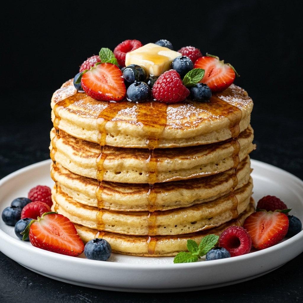 Fluffy Pancakes with Fresh Berries