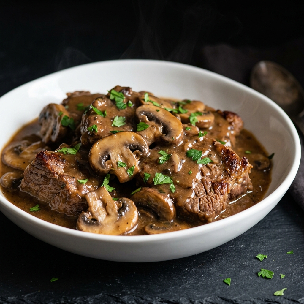 Crock Pot Cube Steak with Rich Mushroom Gravy